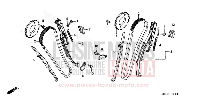 CAM CHAIN/TENSIONER for Shadow Aero GRAPHITE BLACK (NHB01) from 2006